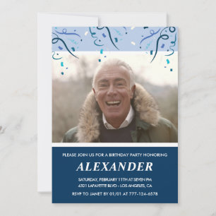 Mannen foto Navy Blue 71e verjaardag uitnodigingen