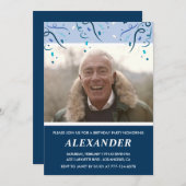 Mannen foto Navy Blue 76ste verjaardag Kaart (Voorkant / Achterkant)