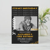 Mannen Foto Zwart 73e verjaardag uitnodigingen (Staand voorkant)