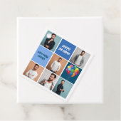 Mannen fotocollage aangepaste blauw verjaardagsfee bedankjes labels (In situ)