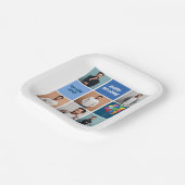 Mannen fotocollage aangepaste blauw verjaardagsfee papieren bordje (Gebogen)