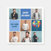 Mannen fotocollage aangepaste blauw verjaardagsfee servet (Voorkant)