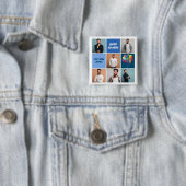 Mannen fotocollage aangepaste blauw verjaardagsfee vierkante button 5,1 cm (In situ)