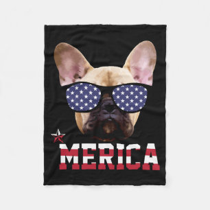 Mannen Franse Bulldog Amerika Grappig Patriotisch Fleece Deken