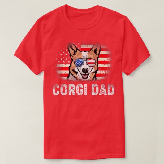 Mannen Fun Corgi Dad American Flag Vaderdag1147 T-shirt (Design voorkant)