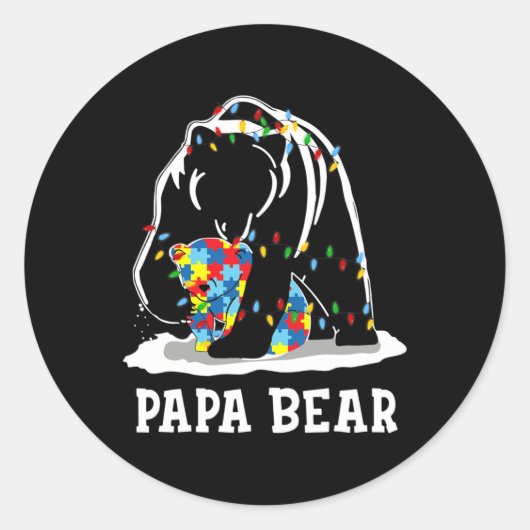 Mannen Fun Papa Beer Autisme Awareness Autisme Mat Ronde Sticker (Voorkant)