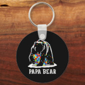 Mannen Fun Papa Beer Autisme Awareness Autisme Mat Sleutelhanger (Voorkant)