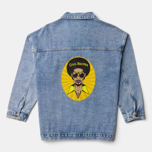 Mannen Funk  70s Costume Funky Afro Soul Mus Denim Jacket (Achterkant)