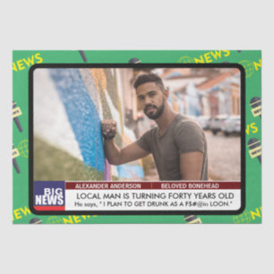 Mannen Funny 40th Verjaardag TV Nieuws 50th 60th Tissuepapier