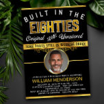 Mannen Funny Birthday Gebouwd in de jaren 80 Kaart<br><div class="desc">Maak je klaar voor een onvergetelijk verjaardagsfeest met onze klassieke auto-thema "Born in the Eighties - Original and Unrestore" uitnodiging! Ideaal voor het man dat een mijlpaal viert en een passie heeft voor oldtimers en nostalgie uit de jaren 80, deze uitnodiging combineert elegantie met een vleugje humor. Het stijlvolle zwart-gouden...</div>