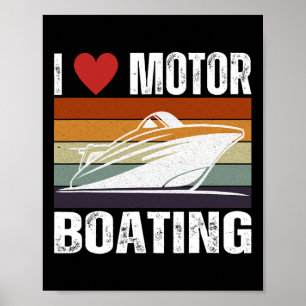 Mannen Funny Boater Life Speed Boat Captain I Love Poster
