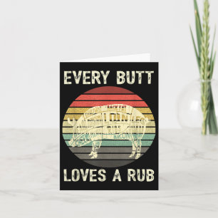 Mannen Funny Butt houdt van wrijfvlees BBQ-roker r Kaart