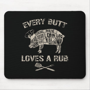 Mannen Funny Butt houdt van wrijfvlees BBQ-roker r Muismat