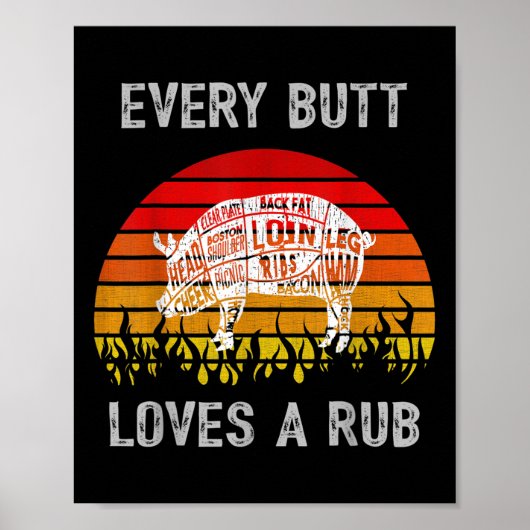 Mannen Funny Butt houdt van wrijfvlees BBQ-roker r Poster (Voorkant)