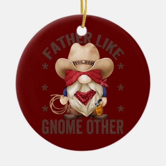 Mannen Funny Cowboy opa Father Gnome Pun voor Keramisch Ornament (Voorkant)