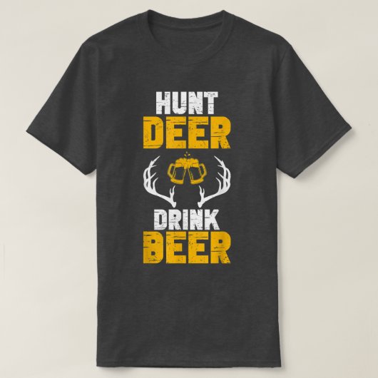 Mannen Funny Deer Hunter Hunting Hunt Deer Drink B T-shirt (Design voorkant)