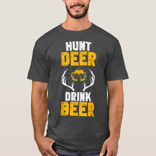 Mannen Funny Deer Hunter Hunting Hunt Deer Drink B T-shirt
