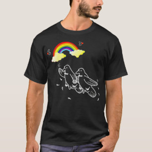 Mannen Funny Gay Rainbow Birds LGBT Pride Parade T-shirt