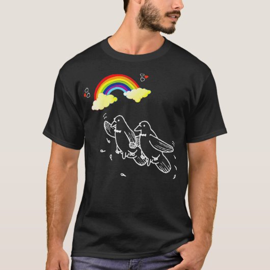 Mannen Funny Gay Rainbow Birds LGBT Pride Parade T-shirt (Voorkant)