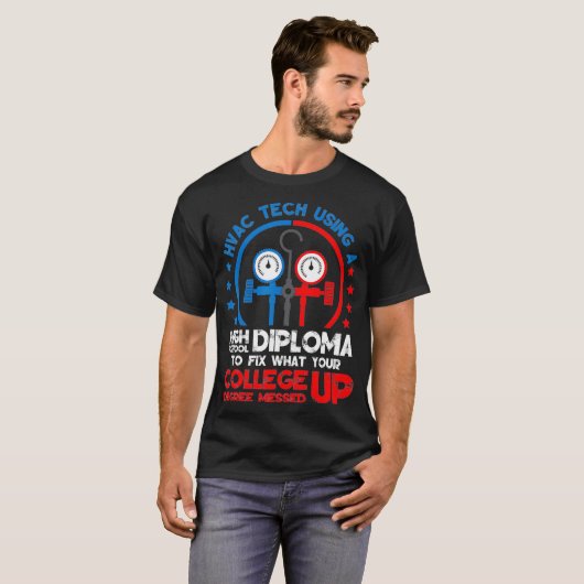 Mannen Funny HVAC Tech Distress Apparel AC Technic T-shirt (Voorkant volledig)