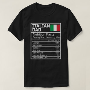 Mannen Funny Italy Dad Nutritional Facts Fathers D T-shirt
