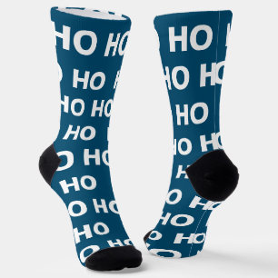 Mannen Funny Kerstho Ho Ho Blue Novelty Sokken