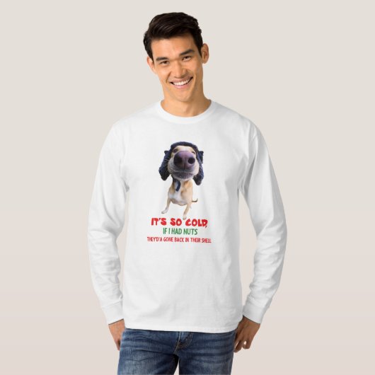 Mannen Funny Long Sleeve TShirt Teddy het Spaz Man (Voorkant volledig)