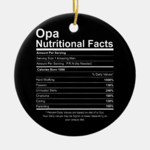 Mannen Funny Opa Grandfather Dad Nutrition Fact Keramisch Ornament