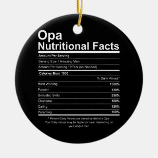 Mannen Funny Opa Grandfather Dad Nutrition Fact Keramisch Ornament