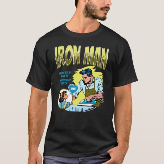 Mannen Funny Retro T-shirt: IJzer Man T-shirt (Voorkant)