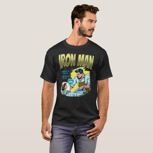 Mannen Funny Retro T-shirt: IJzer Man T-shirt (Voorkant volledig)
