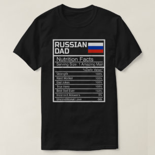 Mannen Funny Russian Dad Nutritional Facts Fathers T-shirt