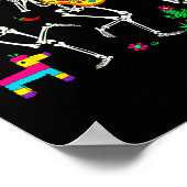 Mannen Funny Skeleton Dancing Guitar Pinata Cinco Poster (Hoek)