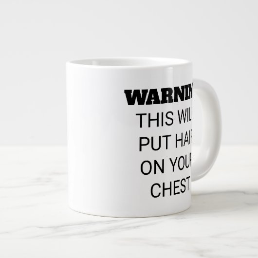 Mannen Funny Strong Caffeine zet haar op de borst Grote Koffiekop (Voorkant rechts)