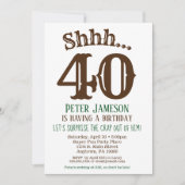 Mannen Funny Surprise Party Invitation Brown Green Kaart (Voorkant)