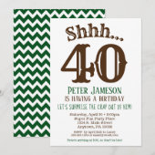 Mannen Funny Surprise Party Invitation Brown Green Kaart (Voorkant / Achterkant)