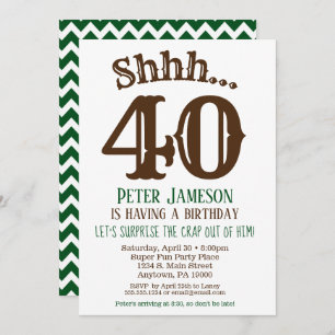 Mannen Funny Surprise Party Invitation Brown Green Kaart