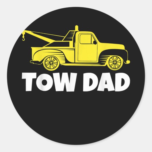 Mannen Funny Tow Truck Driver Tow Vaderdag Ronde Sticker (Voorkant)