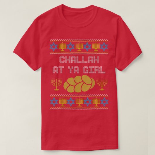 Mannen Funny Ugly Hanukkah Matching Couple Challah T-shirt (Design voorkant)