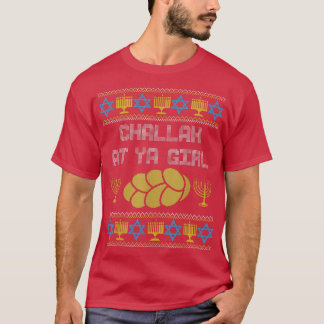Mannen Funny Ugly Hanukkah Matching Couple Challah T-shirt