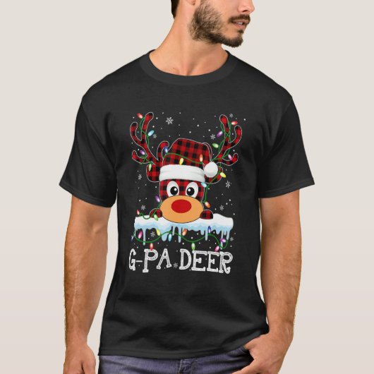 Mannen G Pa dieper kerstrood met kalveren rendiere T-shirt (Voorkant)