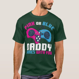 Mannen gamer maakt roze of blauwe pappa spelen bek t-shirt