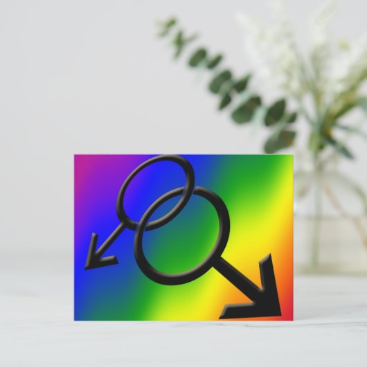 Mannen Gay Pride Briefkaarten Rainbow Love Kaarten (Staand voorkant)