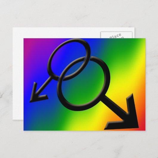 Mannen Gay Pride Briefkaarten Rainbow Love Kaarten (Voorkant / Achterkant)