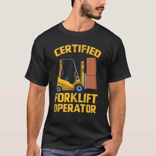 Mannen gecertificeerde vorkheftruckexploitant t-shirt (Voorkant)