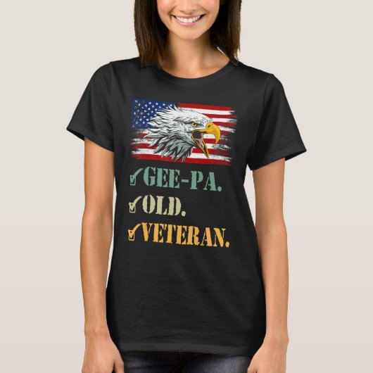 Mannen Gee Pa oude veteraan-Amerikaanse adelvlag M T-shirt (Voorkant)