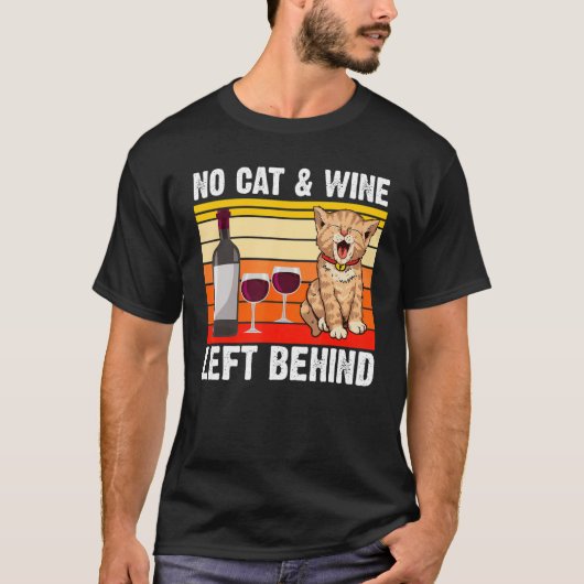 Mannen geen kat en wijn achter de kat t-shirt (Voorkant)