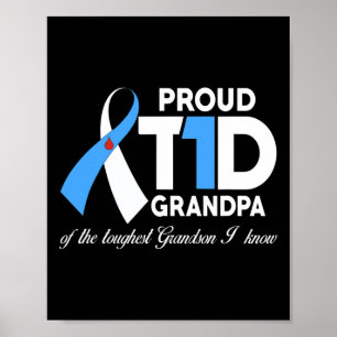 Mannen geit T1D grootpa van grootson Diabetes Awar Poster