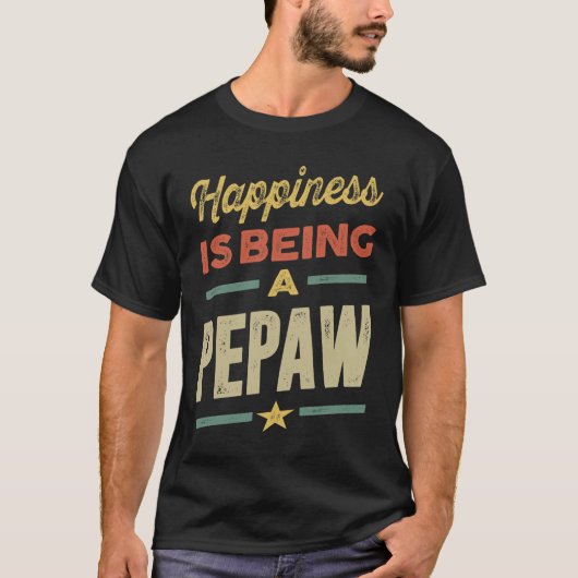 Mannen geluk is een pepaw - vader opa t-shirt (Voorkant)