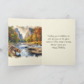 Mannen Gelukkige Verjaardag Bobcat Natuur Wenskaar Kaart (Binnen)